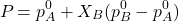 \[P_{\text{कुल}} = p_A^0 + X_B (p_B^0 - p_A^0)\]
