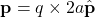 \[\mathbf{p} = q \times 2a \hat{\mathbf{p}}\]