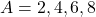 A = {2, 4, 6, 8}