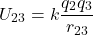 \[ U_{23}=k\frac{q_2q_3}{r_{23}} \]
