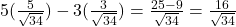 5(\frac{5}{\sqrt{34}}) - 3(\frac{3}{\sqrt{34}}) = \frac{25-9}{\sqrt{34}} = \frac{16}{\sqrt{34}}