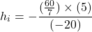 \[h_i = -\frac{(\frac{60}{7}) \times (5)}{(-20)}\]