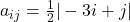 a_{ij} = \frac{1}{2}|-3i + j|
