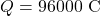 Rendered by QuickLaTeX.com Q = 96000\ \text{C}