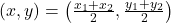 (x, y) = \left(\frac{x_1+x_2}{2}, \frac{y_1+y_2}{2}\right)