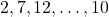 2, 7, 12, \dots, 10