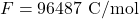 F = 96487 \text{ C/mol}