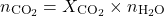 \[n_{\text{CO}_2} = X_{\text{CO}_2} \times n_{\text{H}_2\text{O}}\]