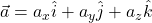 \vec{a} = a_x\hat{i} + a_y\hat{j} + a_z\hat{k}