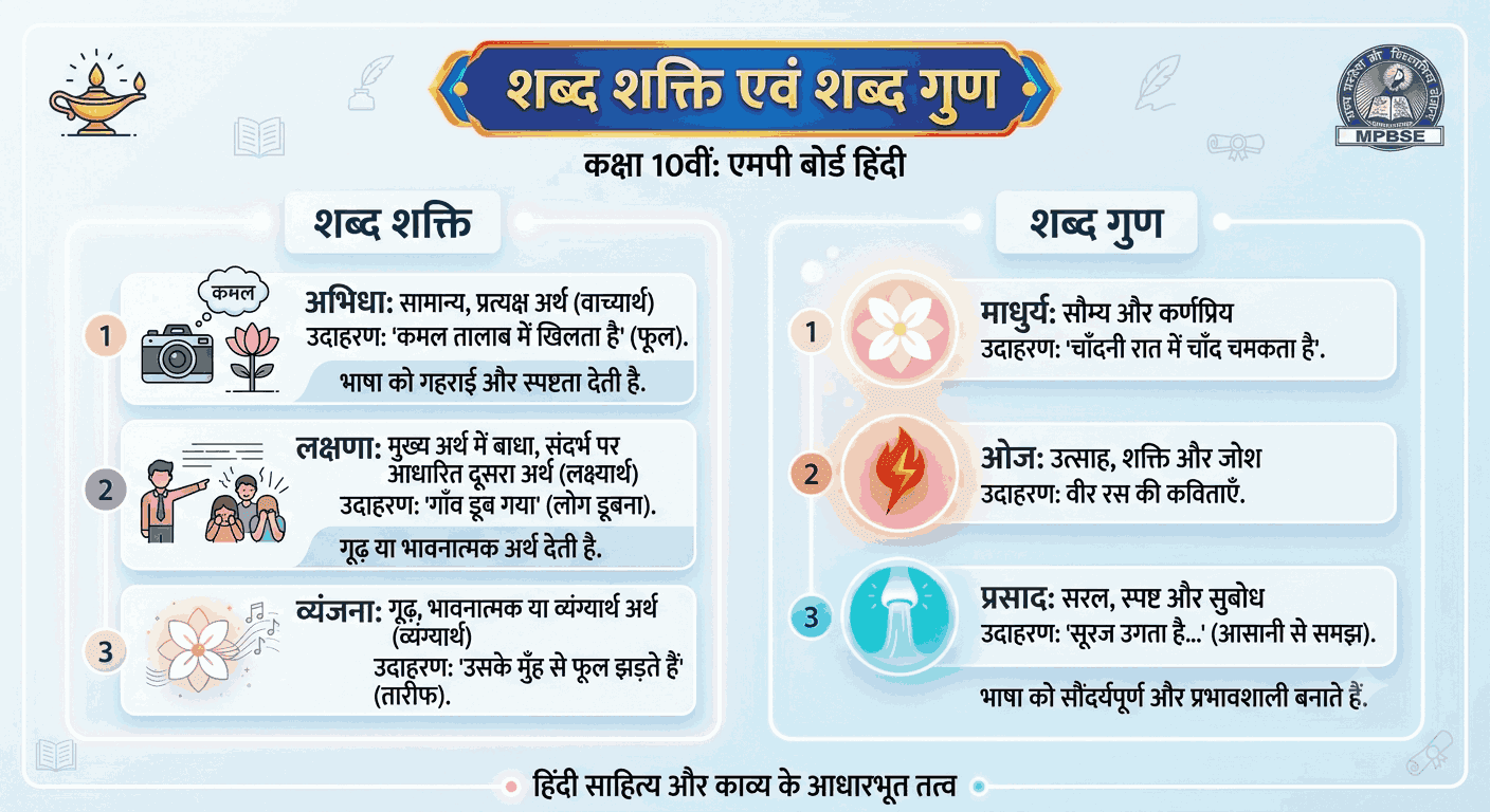 MP Board 10th Hindi Grammar Shabd Shakti Shabd Gun